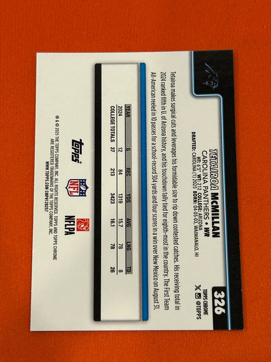 Tetairoa McMillan 2025 Topps Chrome #326 Neon Pulse Rookie