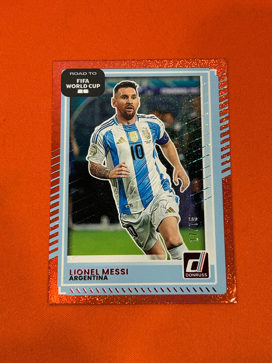 Lionel Messi 2025 Donruss Road To FIFA World Cup #154 Red 17/75