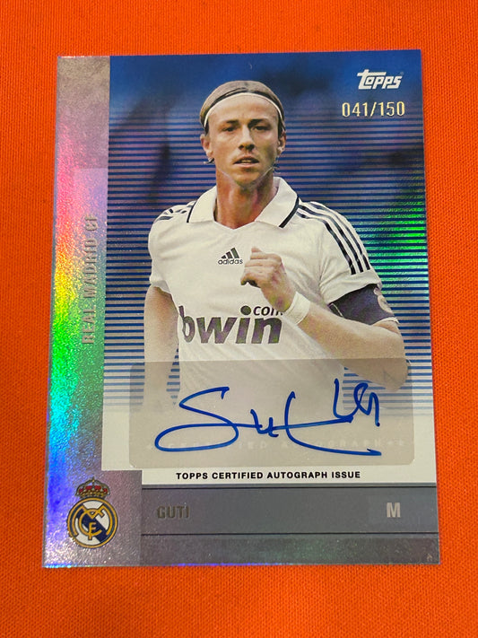 Guti 2025 Topps Real Madrid Team Set #BC-GU Blue Rainbow Auto 41/150