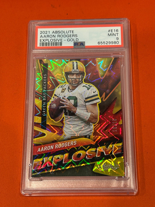 Aaron Rodgers 2021 Panini Absolute #E16 Explosive Gold 10/10 PSA 9