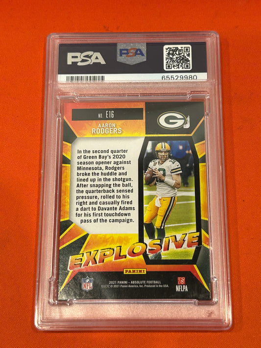 Aaron Rodgers 2021 Panini Absolute #E16 Explosive Gold 10/10 PSA 9