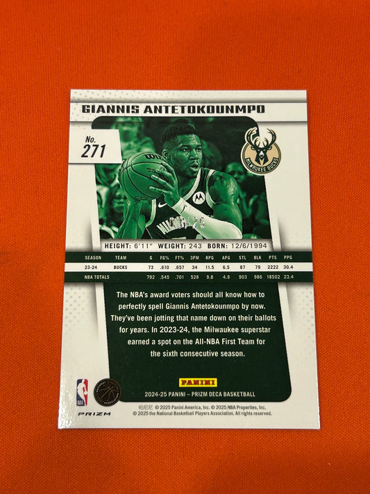 Giannis Antetokounmpo 2024 Prizm Deca #271 Mojo 3/25