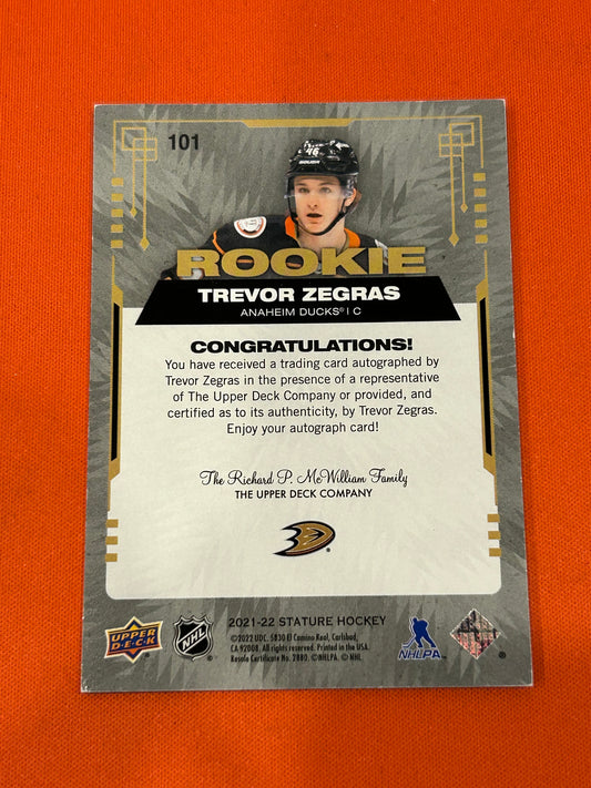 Trevor Zegras 2021 Upper Deck Stature #101 Rookie Autograph 84/99