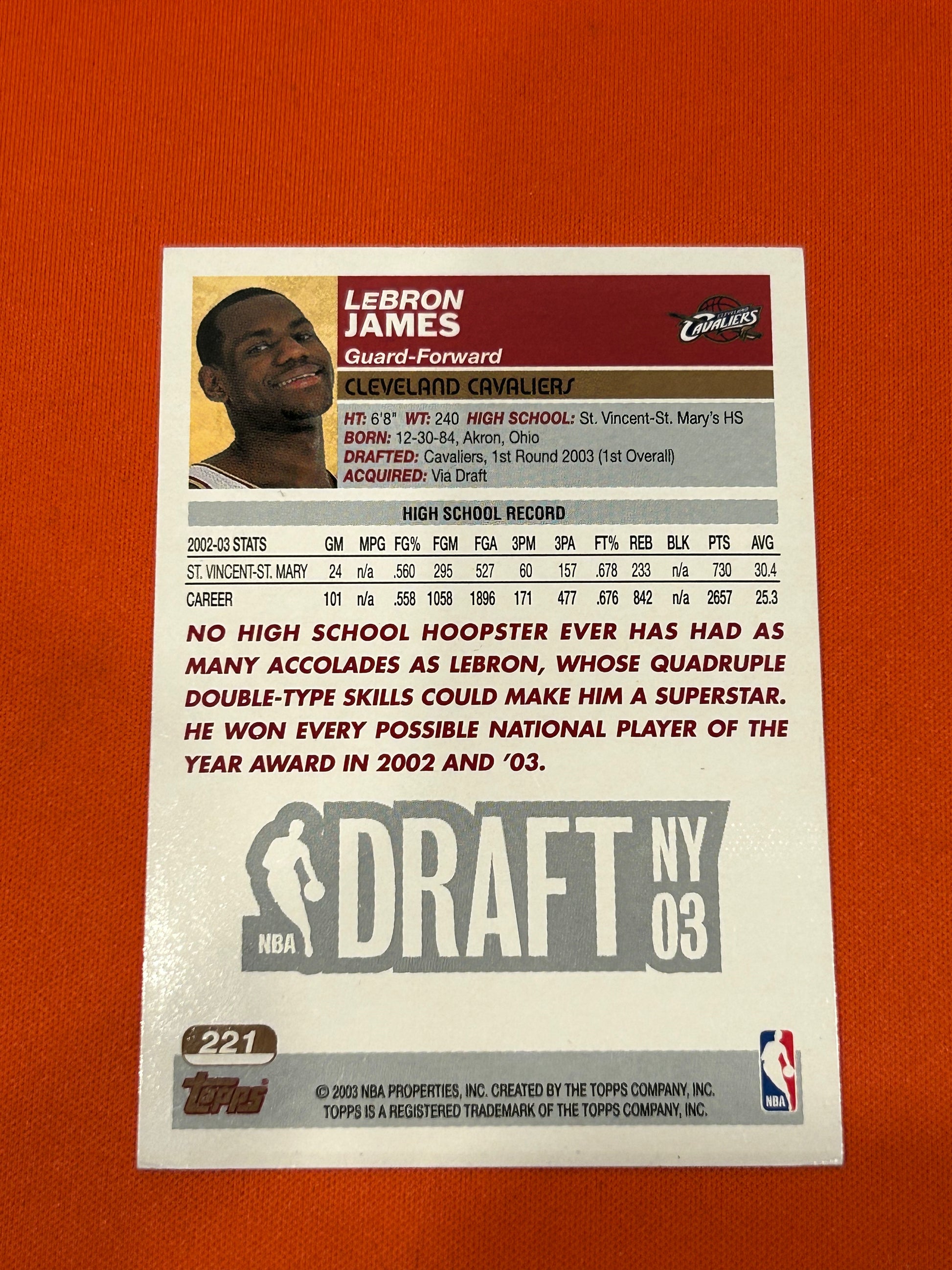 LeBron James 2003 Topps #221 Rookie