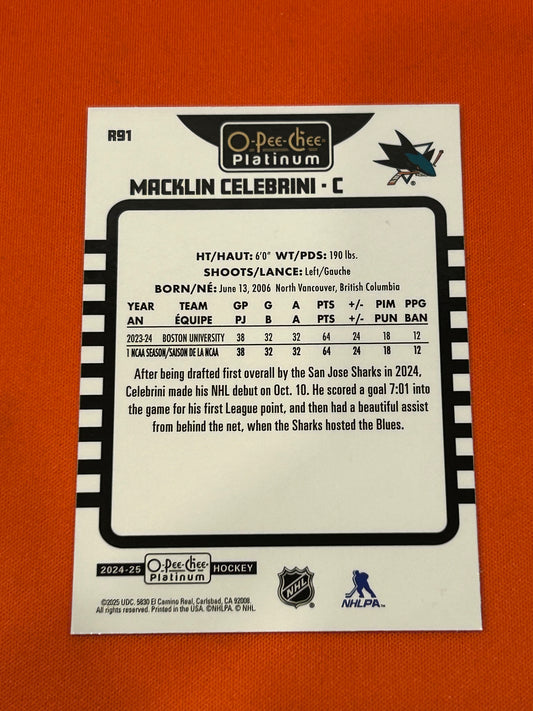Macklin Celebrini 2024 OPC Platinum #R91 Retro Rookie
