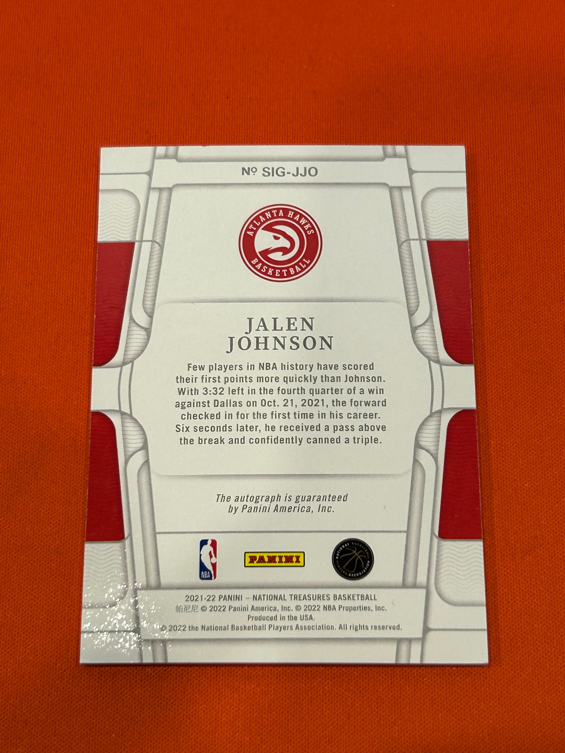 Jalen Johnson 2021 Panini National Treasures #SIG-JJO Rookie Signatures