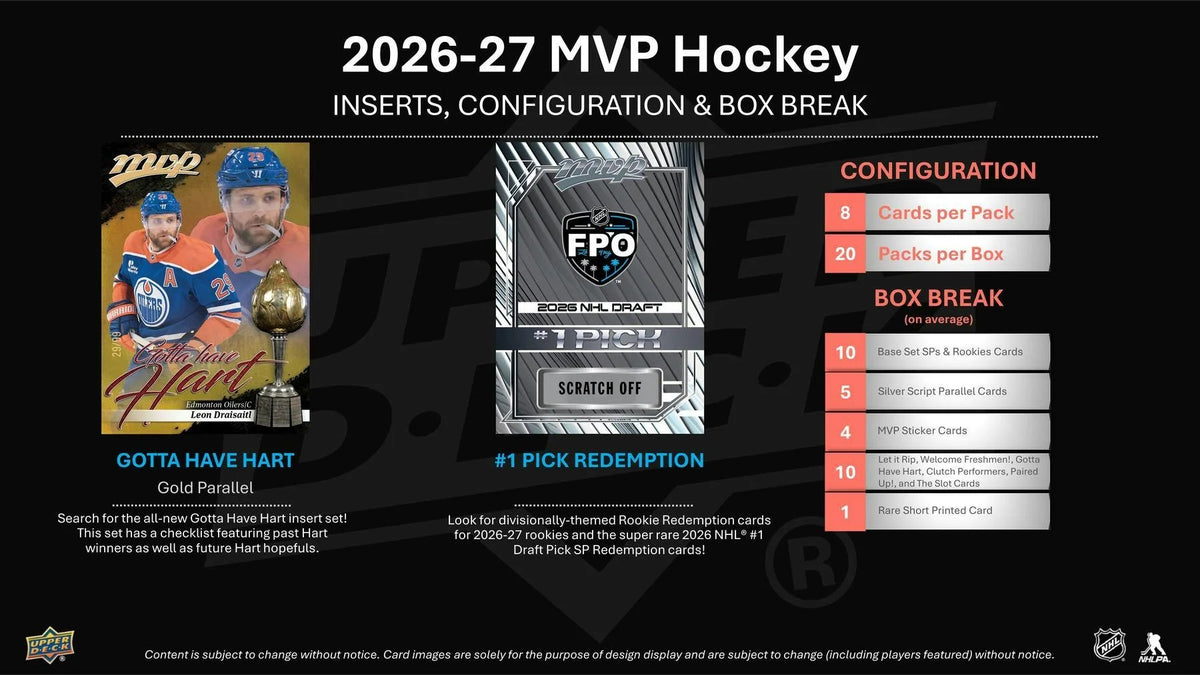 2026-27 UPPER DECK MVP HOCKEY HOBBY BOX